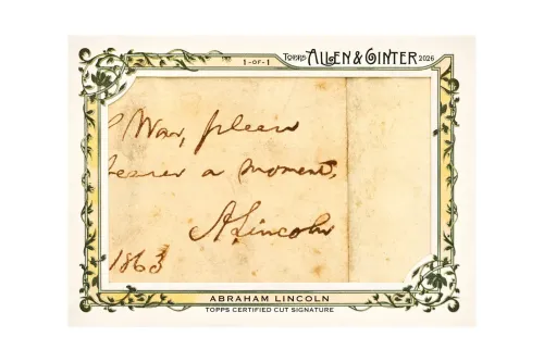 Abraham Lincoln 成为 2026 Topps Allen & Ginter 棒球卡系列最意想不到的签约人物