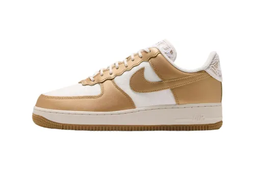 Nike Air Force 1 Low「Lace Metallic Gold」舍弃皮革材质，换上编织纹理与花卉蕾丝饰边