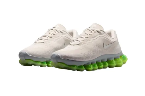 Nike Air Liquid Max「Light Bone」:未来感线条回归简约米白鞋壳,绿色 Air 缓震低调吸睛