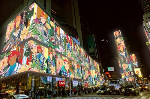 松山智一以全新艺术企划《Morning Again》点亮纽约时代广场霓虹夜空