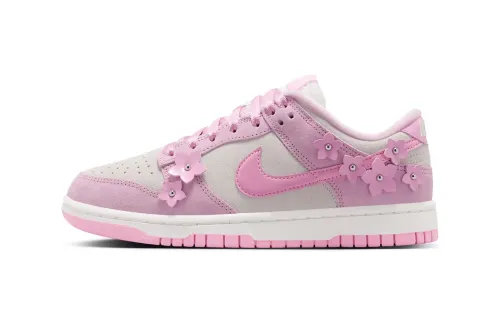 Nike Dunk Low SE「Pink Rise」:铆钉花朵鞋跟成全场亮点