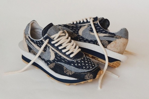 设计师打造 sacai × CLOT × Nike LdWaffles 全新「Dark Indigo Boro」定制鞋款