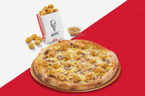 必胜客 Pizza Hut 携手肯德基 KFC 带来全新「鸡米花炸鸡」披萨限量口味