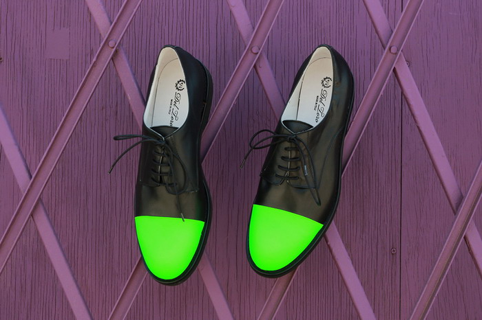 Del Toro 3M Neon Green Toe Cap Oxford 皮鞋