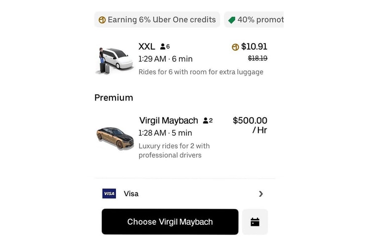芝加哥 Uber 惊现 Virgil Abloh 限量 Maybach,下单 1 小时要价 500 美元