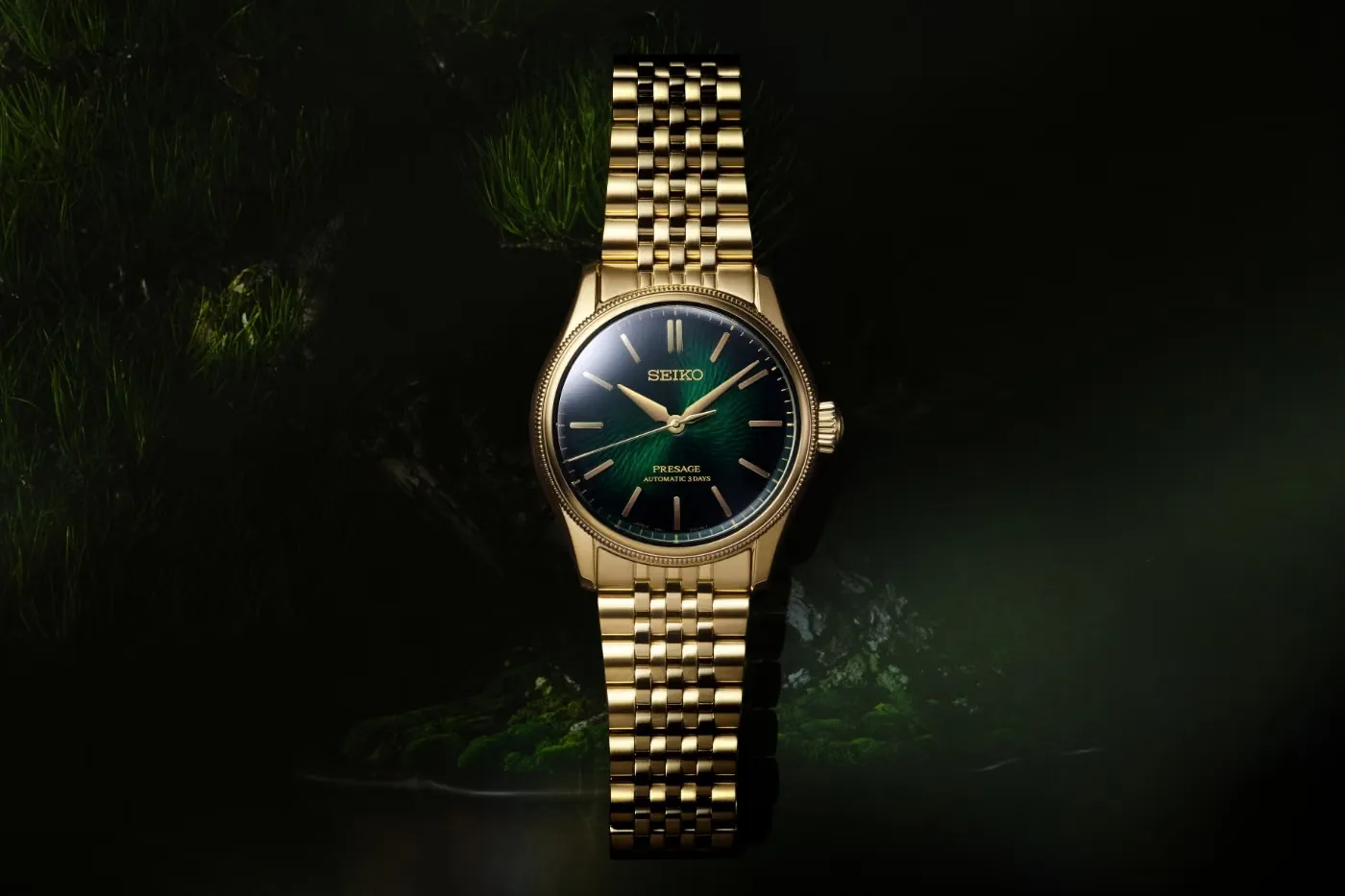 Seiko 与 TRADMAN’S BONSAI 于 Presage 表盘重现老松树皮纹理